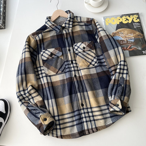 长袖北美单加厚保暖羊羔绒衬衫