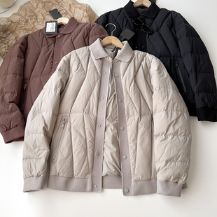 意式轻奢 轻便厚实保暖 秋冬男士通勤商务衬衫式针织翻领羽绒服