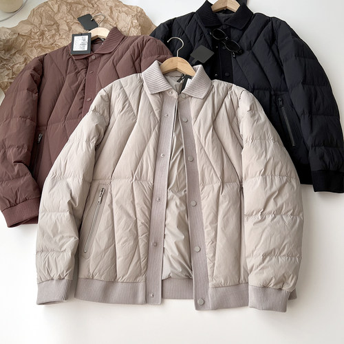 意式轻奢 轻便厚实保暖 秋冬男士通勤商务衬衫式针织翻领羽绒服