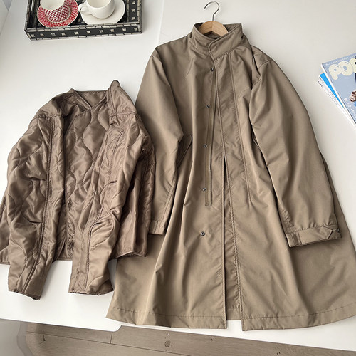 轻量机能 日系复古男装宽松可脱卸内胆中长款廓形大衣外套