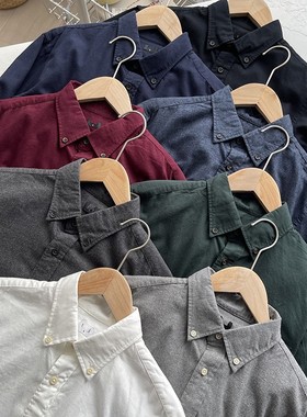 北野U家！男装/女装 法兰绒衬衫(长袖素色休闲衬衣外套)