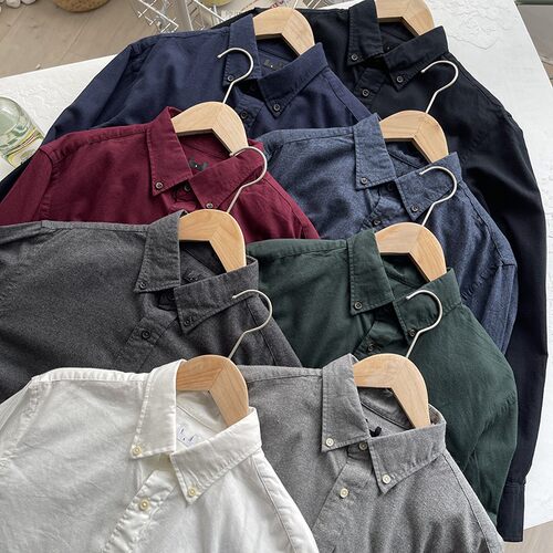 北野U家法兰绒衬衫长袖休闲衬衣