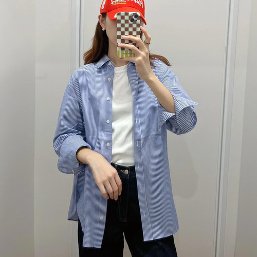 北野U家！女装全棉条纹衬衫
