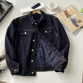 骑士系L家 原色水洗 高盎司单宁牛仔布 秋冬男女加绒加厚牛仔夹克