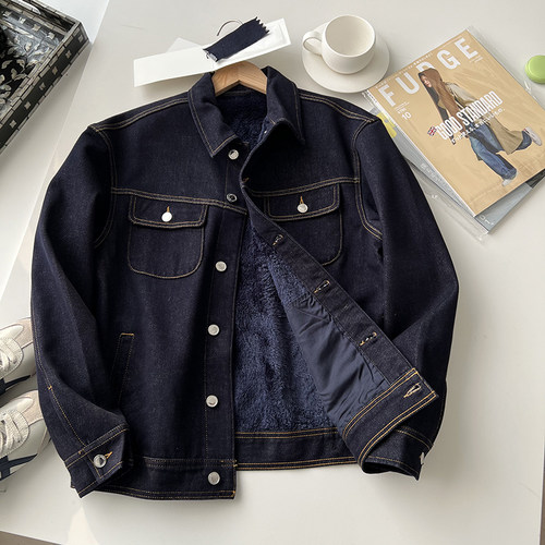 秋冬水洗柔软牛仔夹克加绒