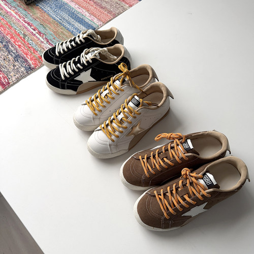 舒适平底 女款撞色系带星星休闲板鞋软底德训鞋