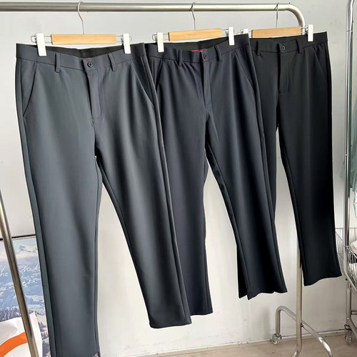 免烫抗皱 锦氨高弹 秋冬男士双面复合如意腰通勤修身直筒休闲西裤