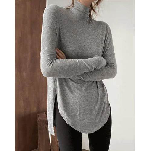 冬季莫代尔加绒高领t恤女