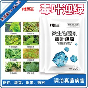 微生物菌剂毒叶迎绿正品小叶病花叶病黄化病条纹病毒病毒病专用