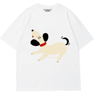 ulzzang宽松别致狗狗印花绿色短袖t恤ins风小众潮春夏新款上衣女