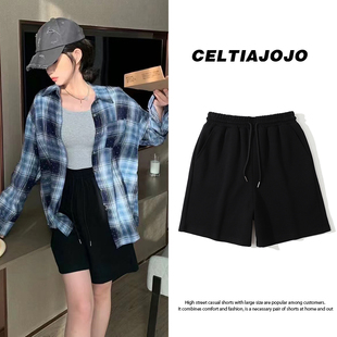 短裤 ins风休闲百搭运动裤 潮 纯色休闲五分裤 oversize宽松初夏新款