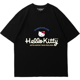 软妹奶fufu小众宽松慵懒风奶蓝色减龄大版纯棉正肩短袖t恤衫女夏