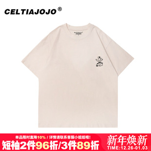 t恤情侣装 短袖 上衣 百搭休闲夏季 ulzzang宽松设计感小众正肩bf大码