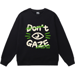 设计感宽松ulzzang别致黑色显瘦秋冬加绒圆领卫衣内搭bf情侣装潮