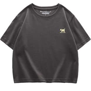 vibe学院风韩系深灰色百搭t恤女显瘦短款辣妹短袖设计感上衣ins潮