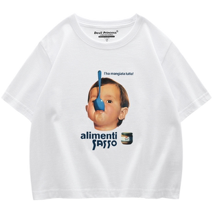 vibe学院风百搭小个子短款辣妹t恤女短袖韩版正肩ins设计感上衣潮