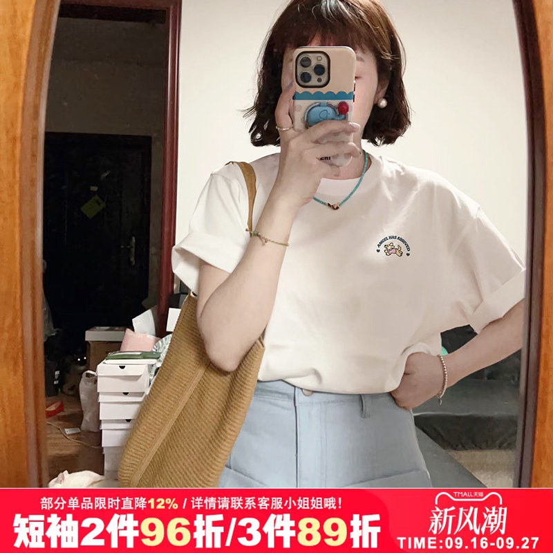 学院风纯棉韩版显瘦短袖t恤女夏图片