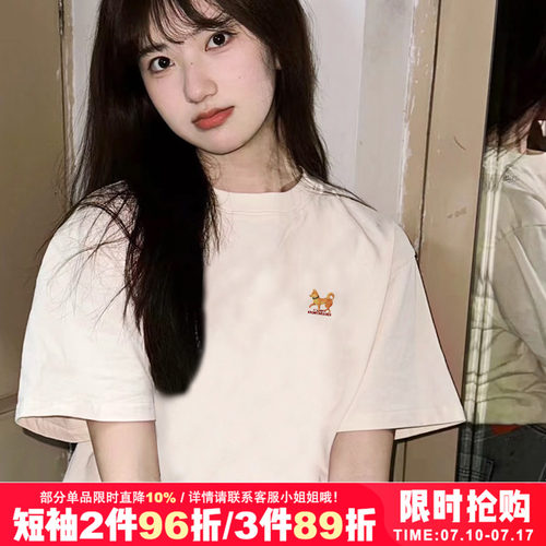 chic复古设计感正肩短袖t恤