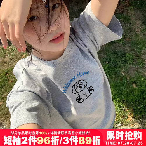 chic小众复古灰色短袖t恤女