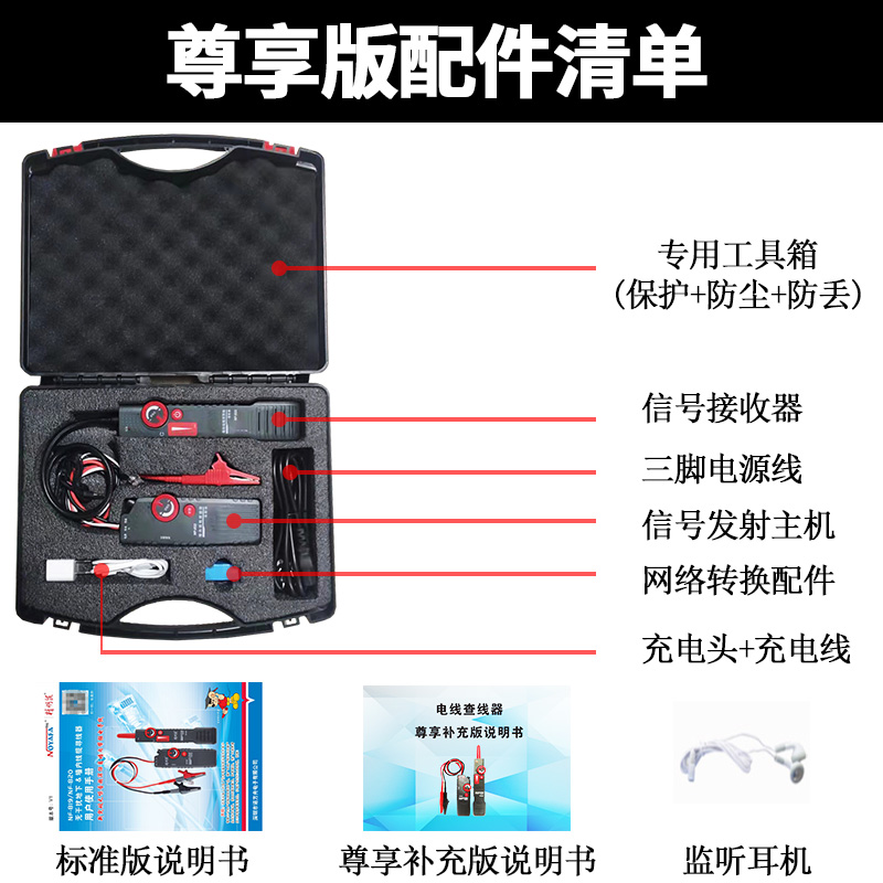 专业电工查线器墙内地下暗线走向探测器地埋带铠电缆强弱电寻线仪