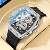 德国布加迪龙年限量立体浮雕银龙金龙霸气全自动机械表男潮流腕表