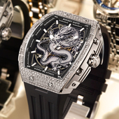 德国布加迪手表男龙年限量立体浮雕银龙金龙霸气男士 全自动机械表