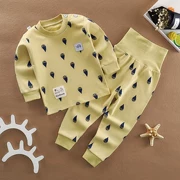 Baby Qiuyi Qiuku Set Cotton Đồ lót trẻ em Quần áo trẻ em Bảo vệ eo cao Cô gái bụng mùa xuân và mùa thu Chàng trai - Quần áo lót