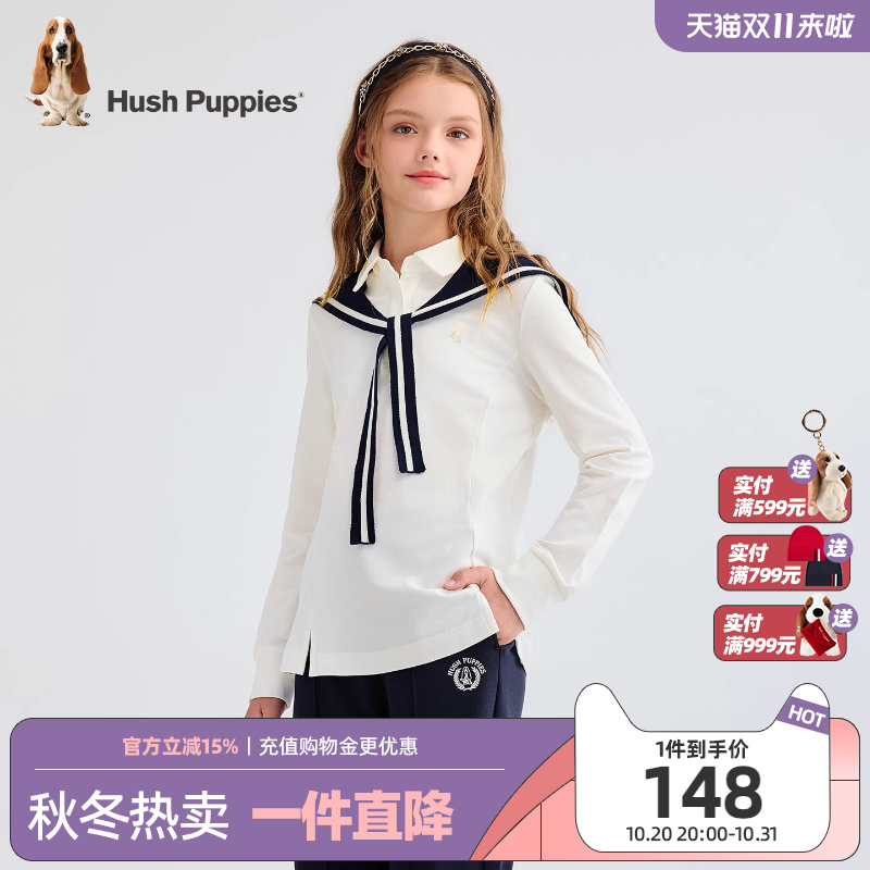 暇步士女童POLO衫大童休闲长袖T