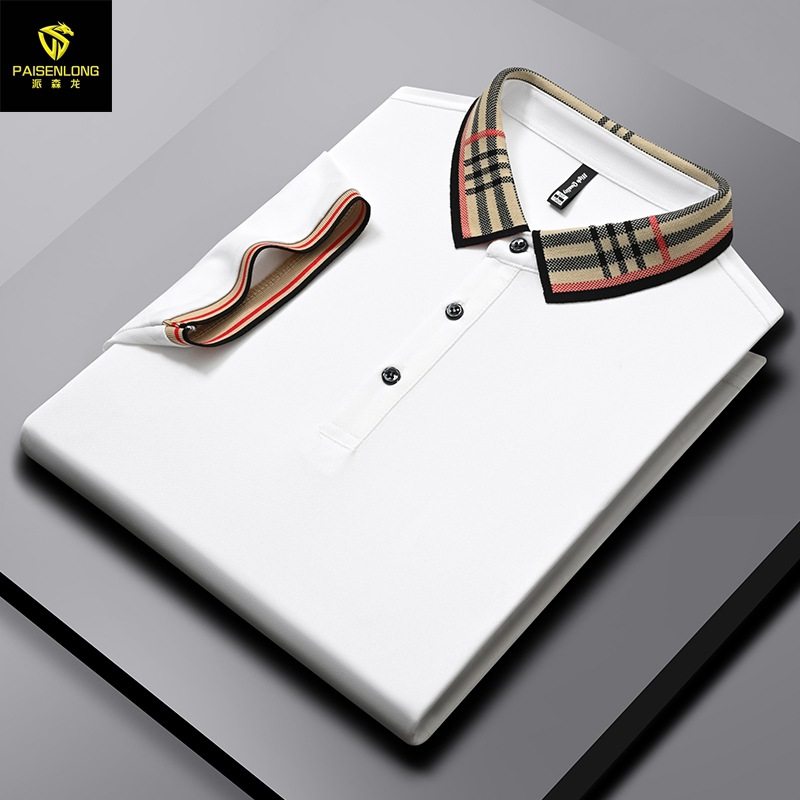 伦巴宝利娇男装夏季男士短袖T恤上衣休闲中年运动polo衫大码翻领T