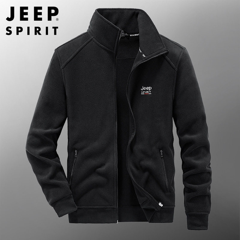 主推JEEP SPIRIT男装秋冬款外套男休闲摇粒绒立领抓绒衣HL7005