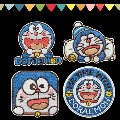 自粘款刺绣哆啦A梦叮当猫布贴衣服包包装饰贴花修补贴补丁贴diy