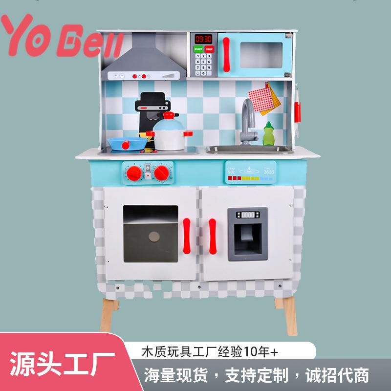 木质仿真大号声光款欧式多功能厨房男女孩过家家做饭厨具套装玩具