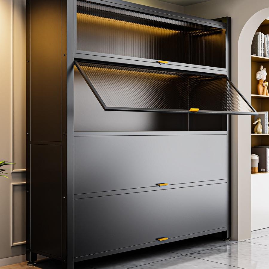 家用储物柜多层收纳柜一体靠墙钢制防晒防尘铁皮柜阳台杂物置物架