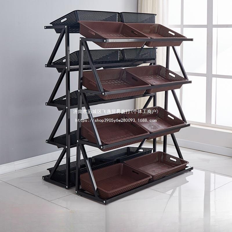 超市水果蔬菜货架展示架置物架多层菜架商用便利店果蔬架木何之章