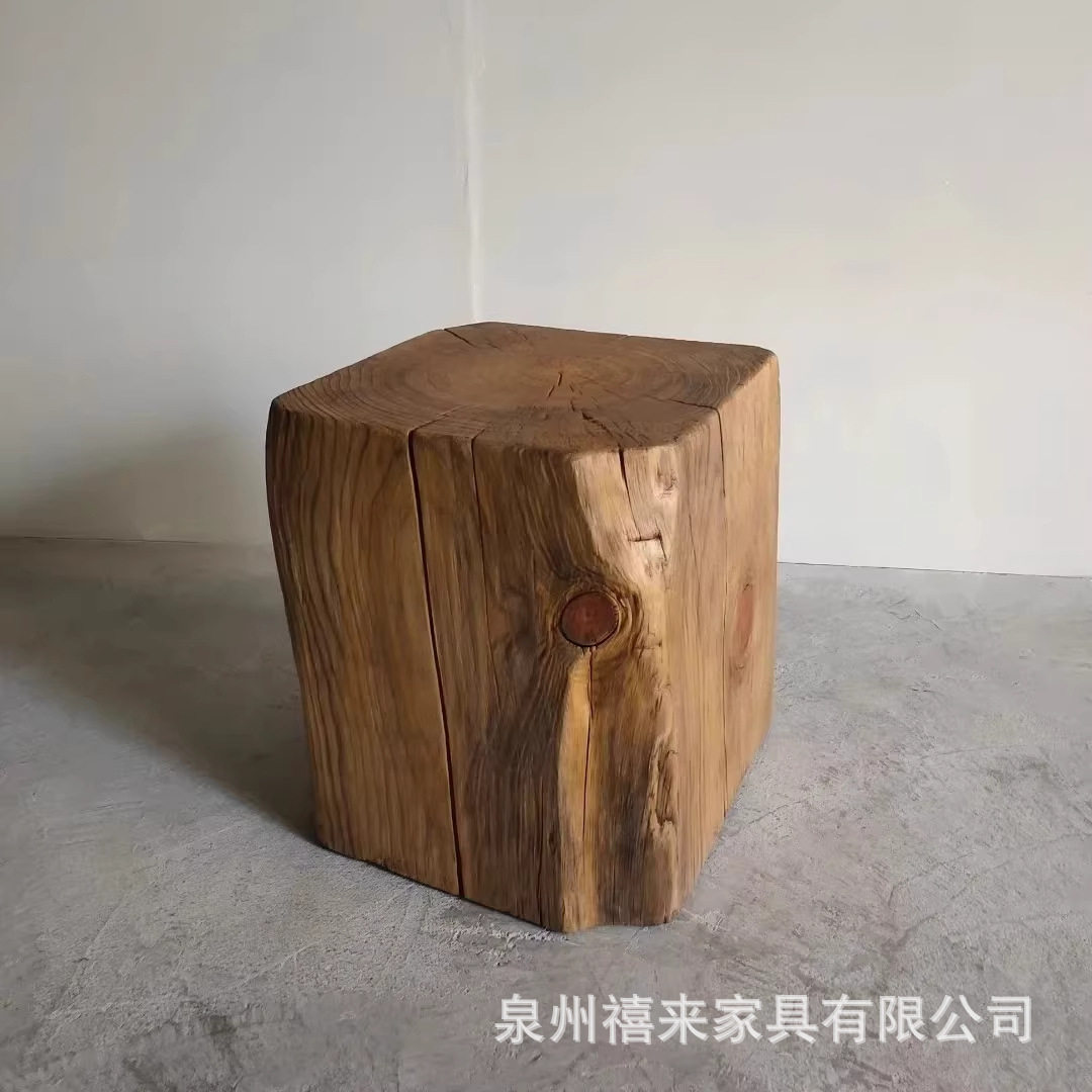 方形木墩矮凳原木酒店摆件组合茶几实木墩子树桩木桩凳个性边几