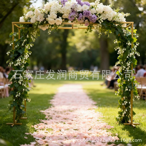 跨境婚庆铁艺花架婚礼拱门舞台背景装饰迎宾区路引摆件厂家批发