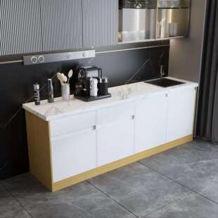 公司茶水间水吧台一体柜办公室吧台柜切洗台阳台家用成品靠墙