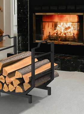 黑色燃烧柴火架室内户外木柴整理堆放架金属壁炉储木架摆放收纳架