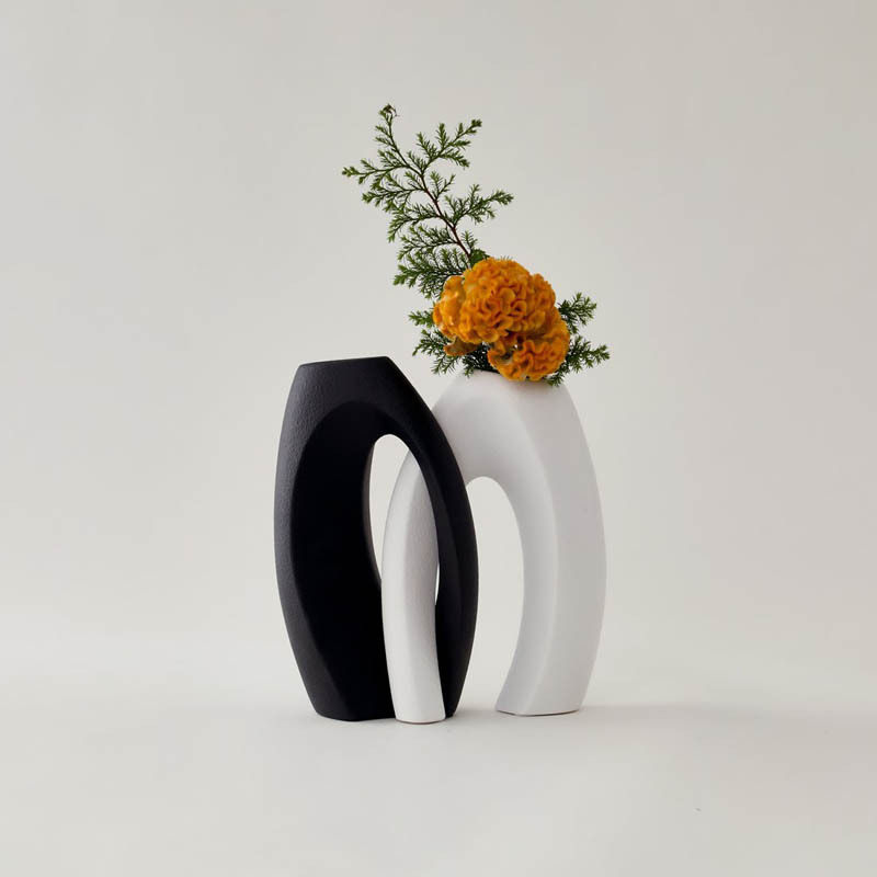 家居北欧餐桌客厅时尚陶瓷装饰花瓶工艺品摆件插花手绘