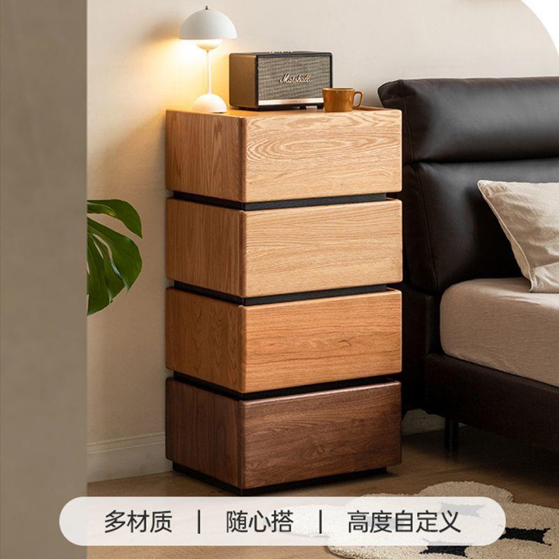 fLE实木床头柜简约现代橡木收纳卧室床边柜自由组合创意抽屉盒储
