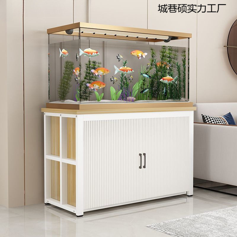 鱼缸柜家用金属承重鱼缸专用架子客厅隔断收纳储物柜鱼缸底座底柜
