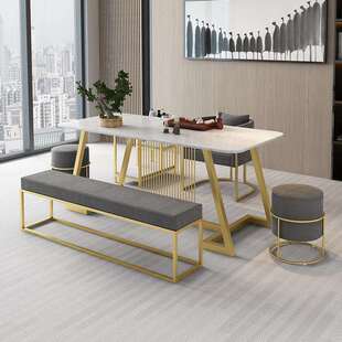 北欧轻奢大理石茶桌办公室接待洽谈桌椅套装家用创意茶桌椅组合