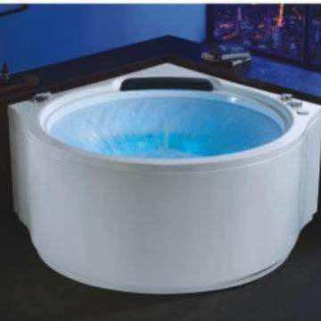 双人按摩冲浪瀑布浴缸成人亚克力浴池恒温龙头弧形三角jacuzzi