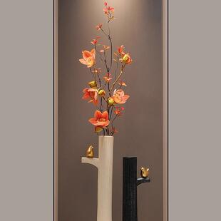 喜上眉梢陶瓷花瓶过道壁龛竖高摆件一对客厅玄关插花器装饰品