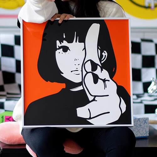 日式潮流艺术挂画KYNE女孩房桌面摆件装饰画玄关壁画个性创意版画