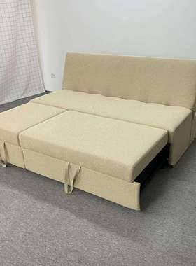 布艺仿棉麻双人位无扶手小户型公寓出租房多功能可折叠沙发床两用