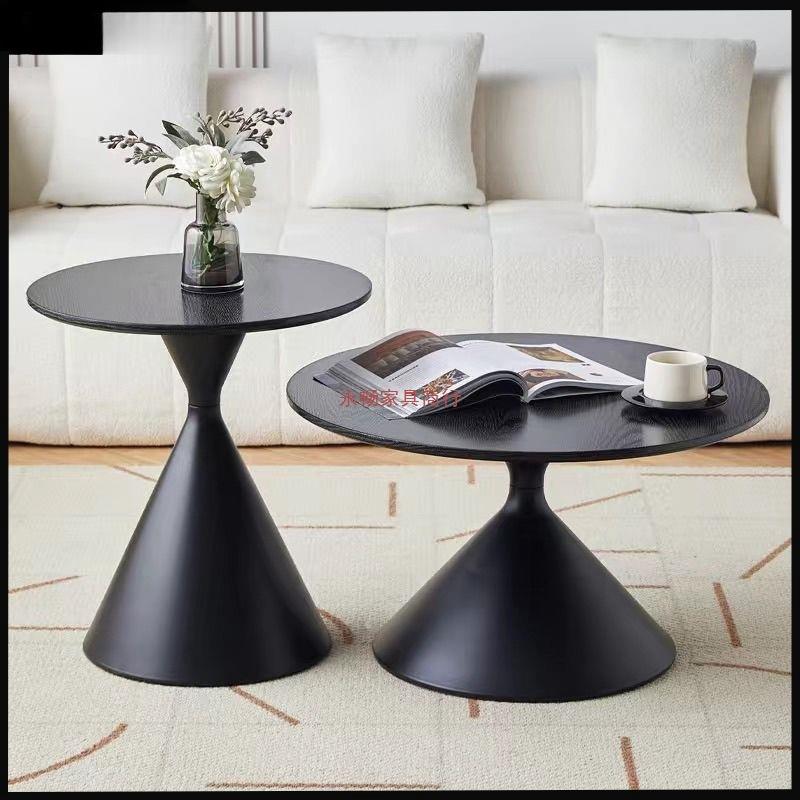 网红奶油风实木茶几北欧家用客厅小户型组合现代茶几简约圆形茶桌