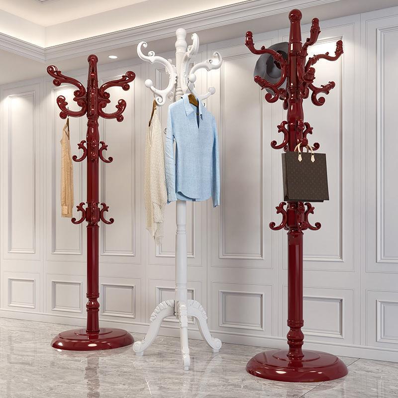 众之亿欧式实木挂衣架落地卧室衣帽架家用挂衣杆简约立式衣服架挂