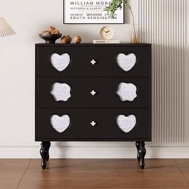 法式斗柜贝壳实木三斗柜复古北欧抽屉柜入户装饰柜客厅艺术收纳柜