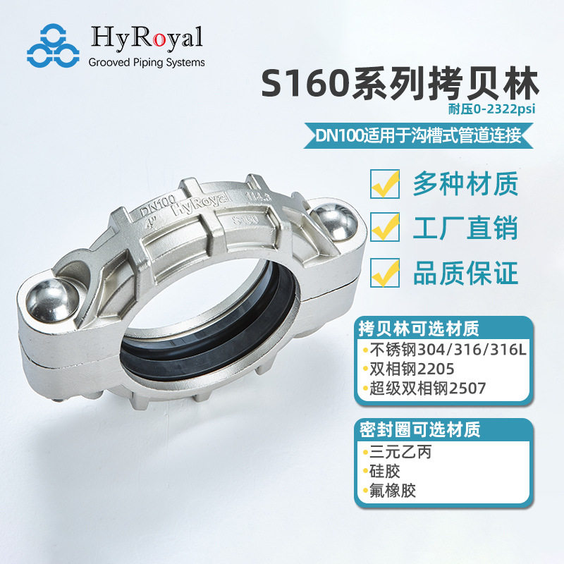 DN100超高压拷贝林 加强筋重型卡箍 耐压160公斤DTRO设备配套卡箍